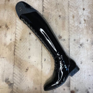 Sergio Grasso Patent Black Arena Boots - Black Glitter Top 5 & Swarovski