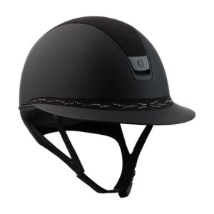Samshield 2.0 Miss Shield Shadowmatt Helmet - Alcantara Top - Flower Swarovski Frontal Band - Matte Trim & Blazon