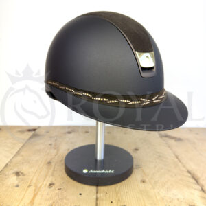 Samshield 2.0 Miss Shield Shadowmatt Helmet - Alcantara Top - Flower Swarovski Frontal Band - Brown
