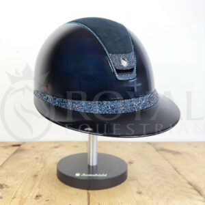 Samshield 2.0 Miss Shield Glossy Helmet - Alcantara Top - Ultra Fine Rocks Frontal Band - Crystal Blazon & Matte 300 Swarovski Trim