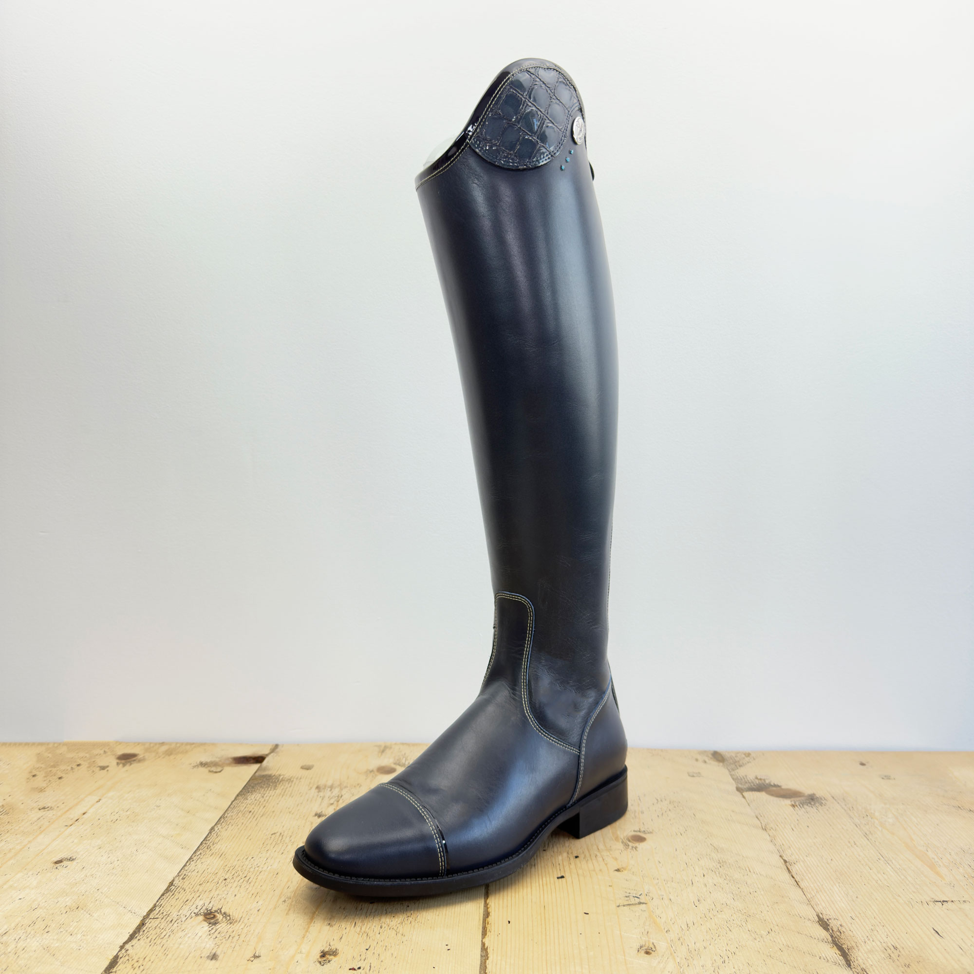 De Niro Salentino Smooth Blue Riding Boots - Lucidi Avio Top - Image 2