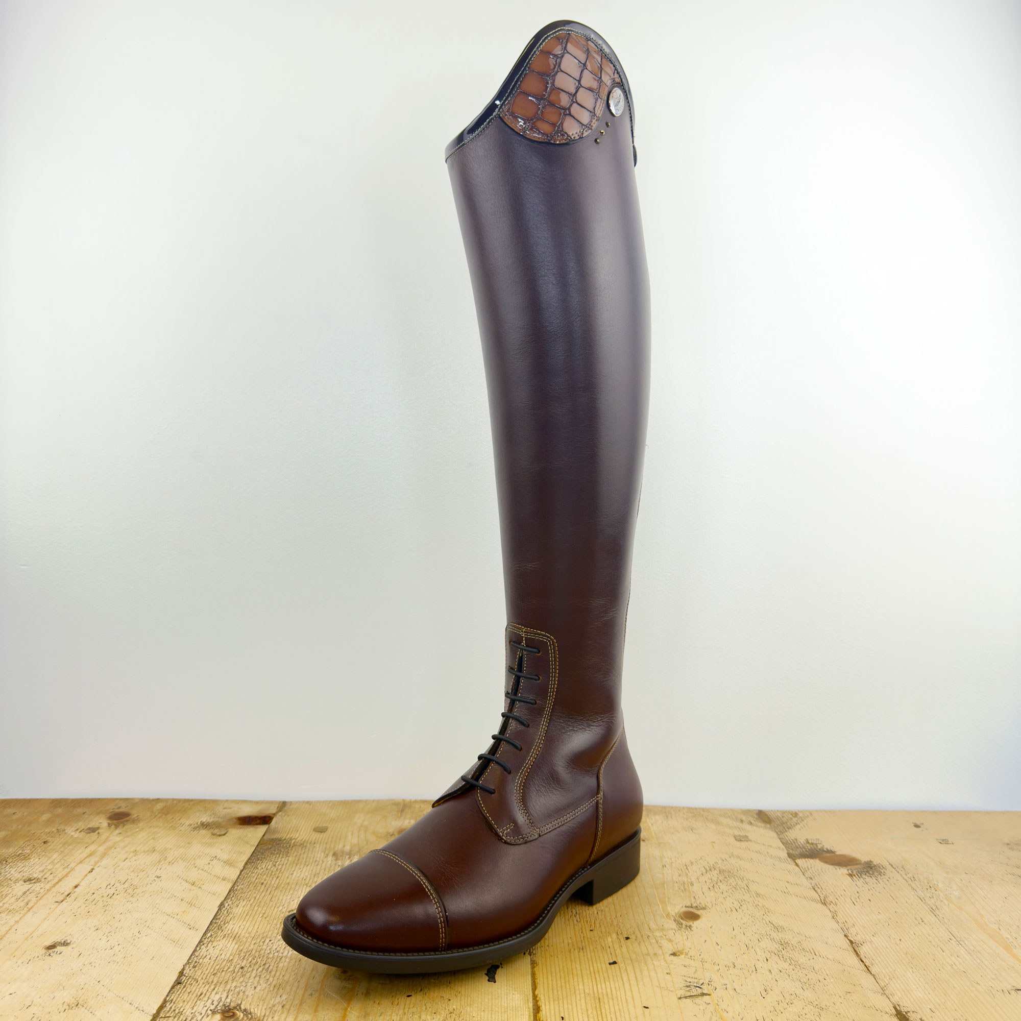 De Niro Salentino Smooth Brown Riding Boots - Lucidi Bistro Top - Image 2