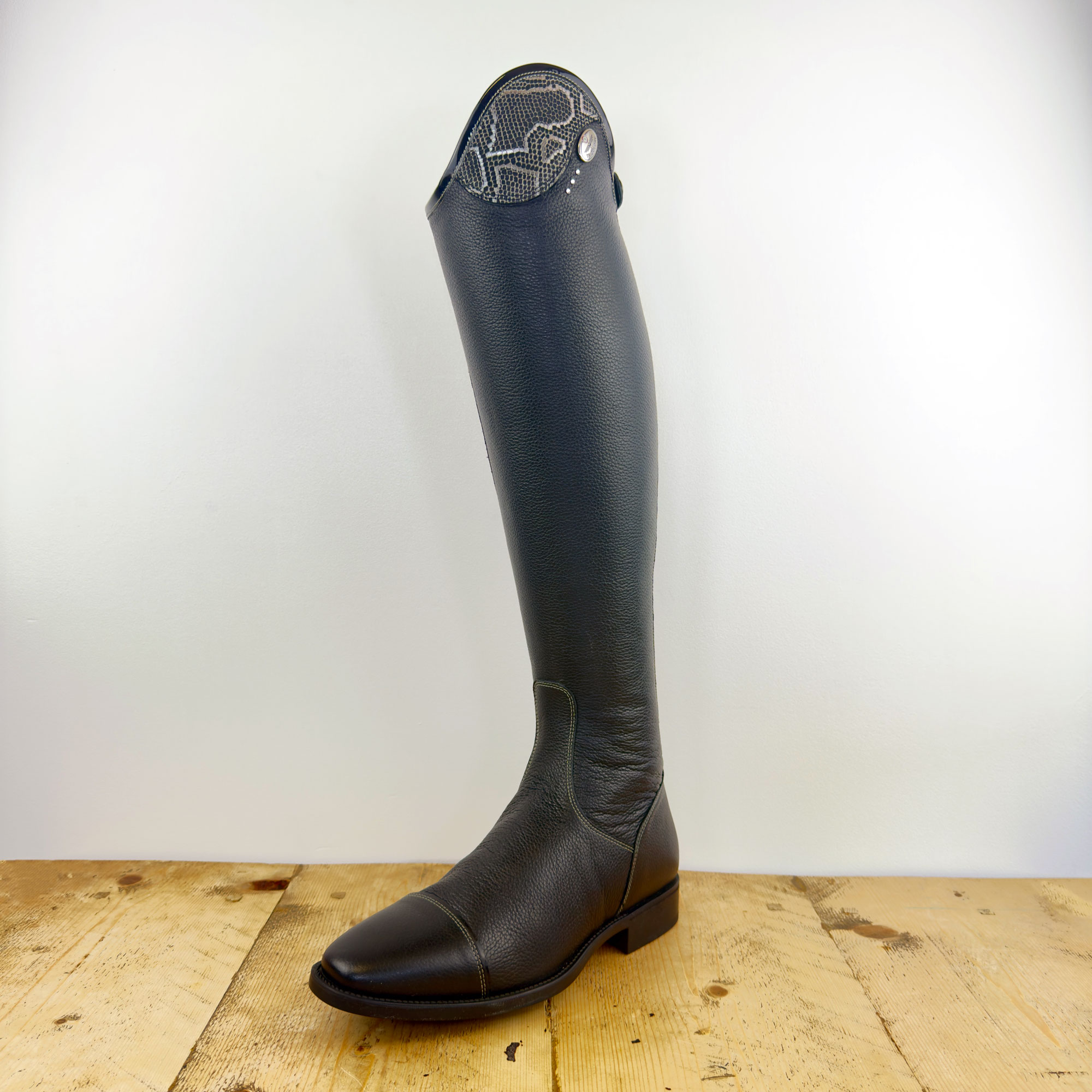 De Niro Salentino Quick Black Riding Boots - Regal Silver Top - Image 3