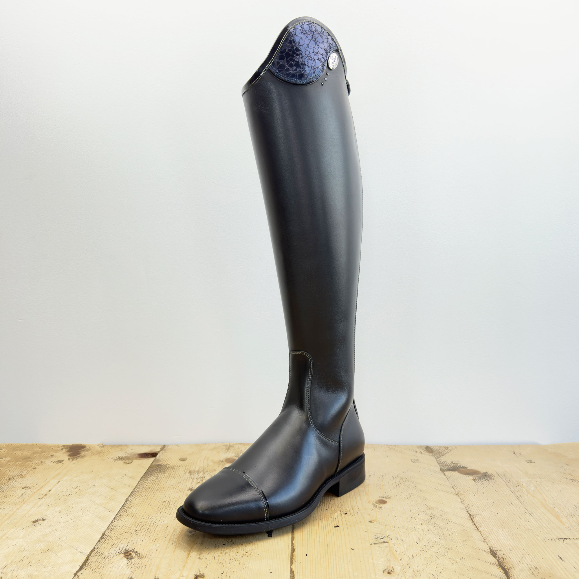 De Niro Salentino Smooth Black Riding Boots - Ice Notte Top - Image 2