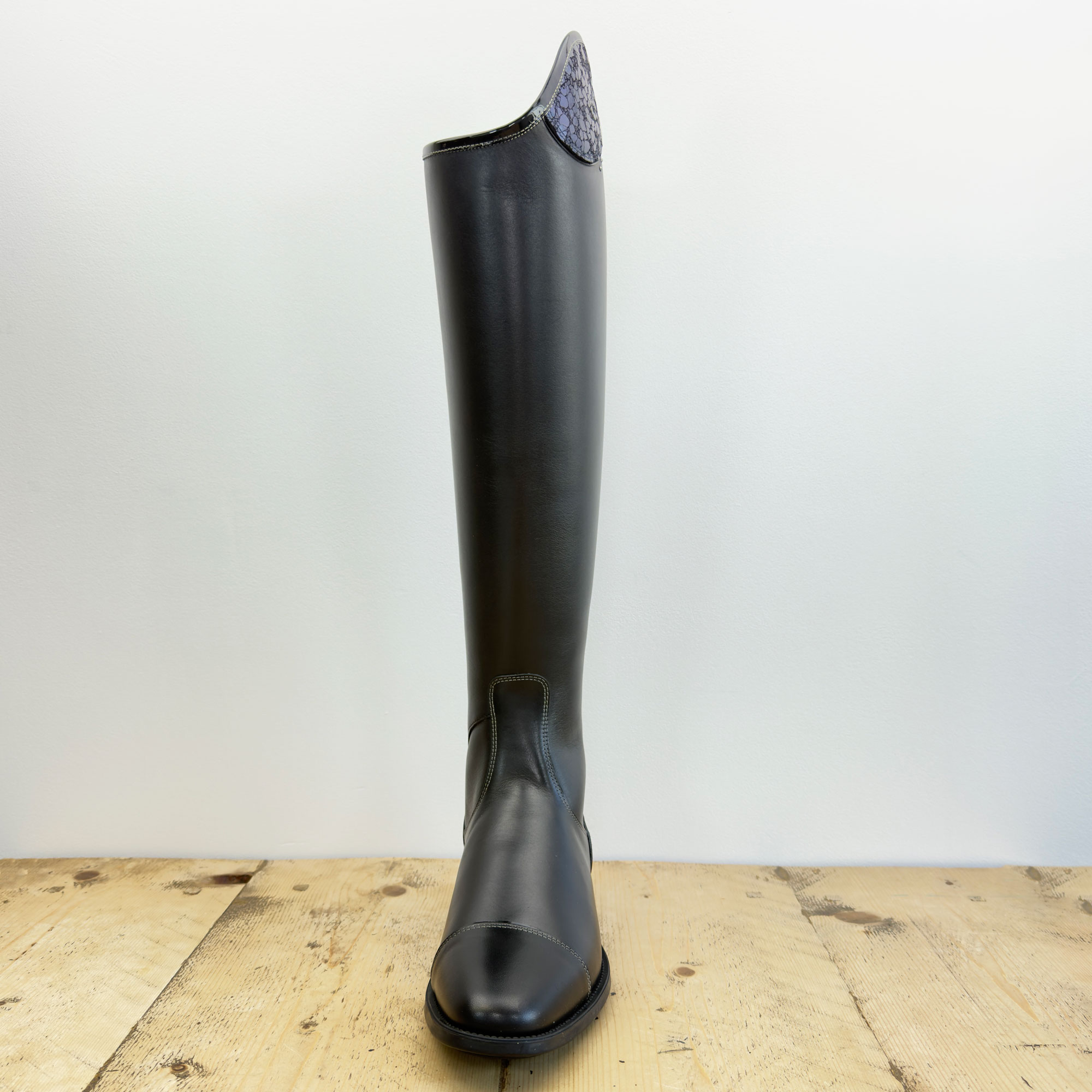 De Niro Salentino Smooth Black Riding Boots - Ice Notte Top - Image 3