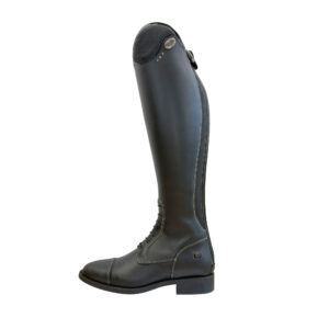 De Niro Salentino Smooth Black Riding Boots - Glitter Black Top