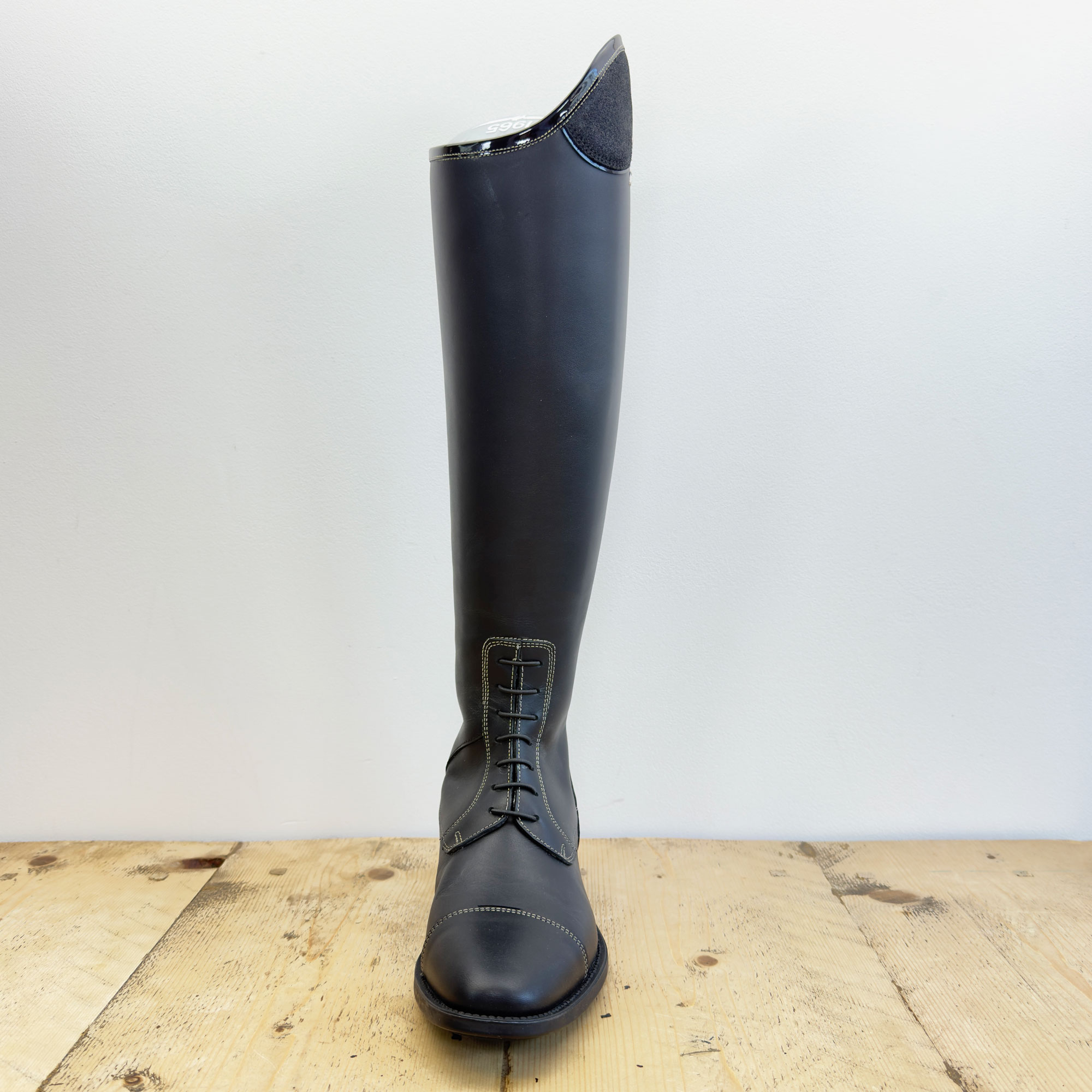 De Niro Salentino Smooth Black Riding Boots - Glitter Black Top - Image 3
