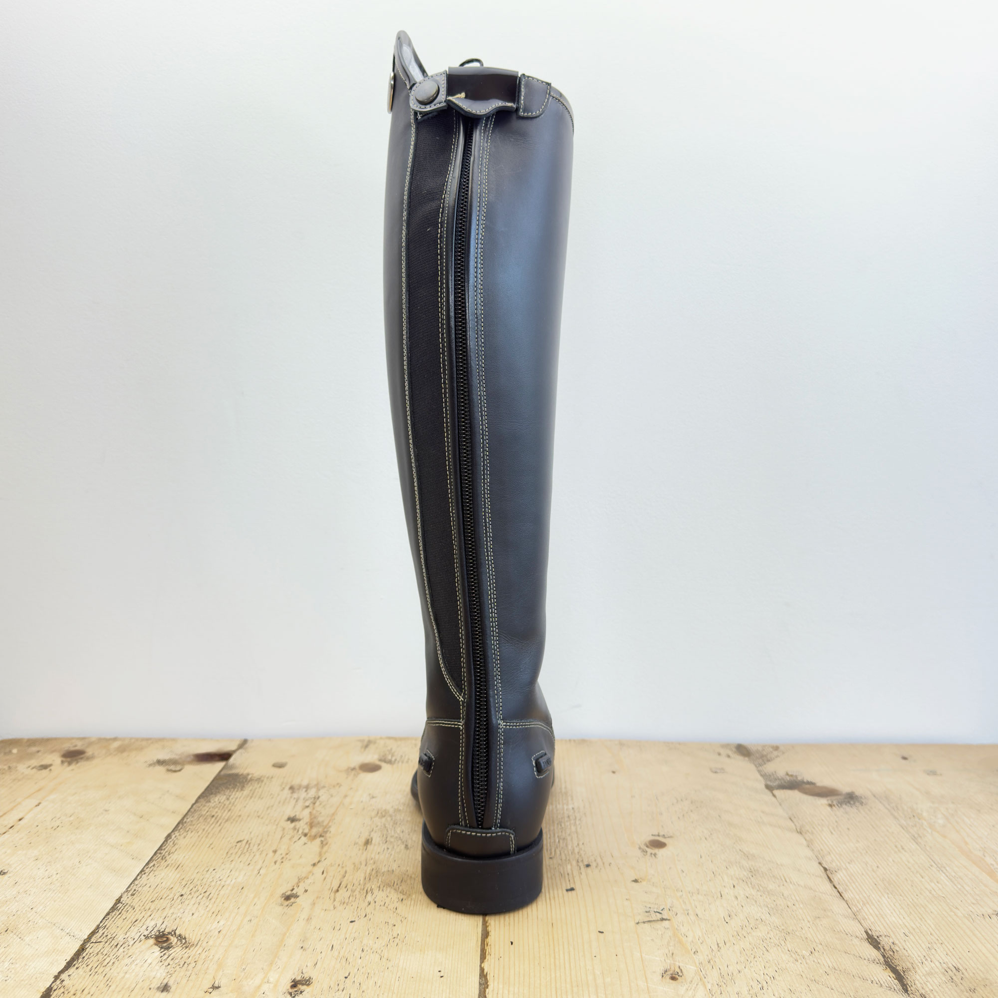 De Niro Salentino Smooth Black Riding Boots - Glitter Black Top - Image 5