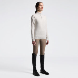 CT Womens Pure Wool Half Zip Sweater - Cream