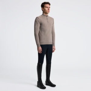 CT Mens Pure Wool Half Zip Sweater - Walnut