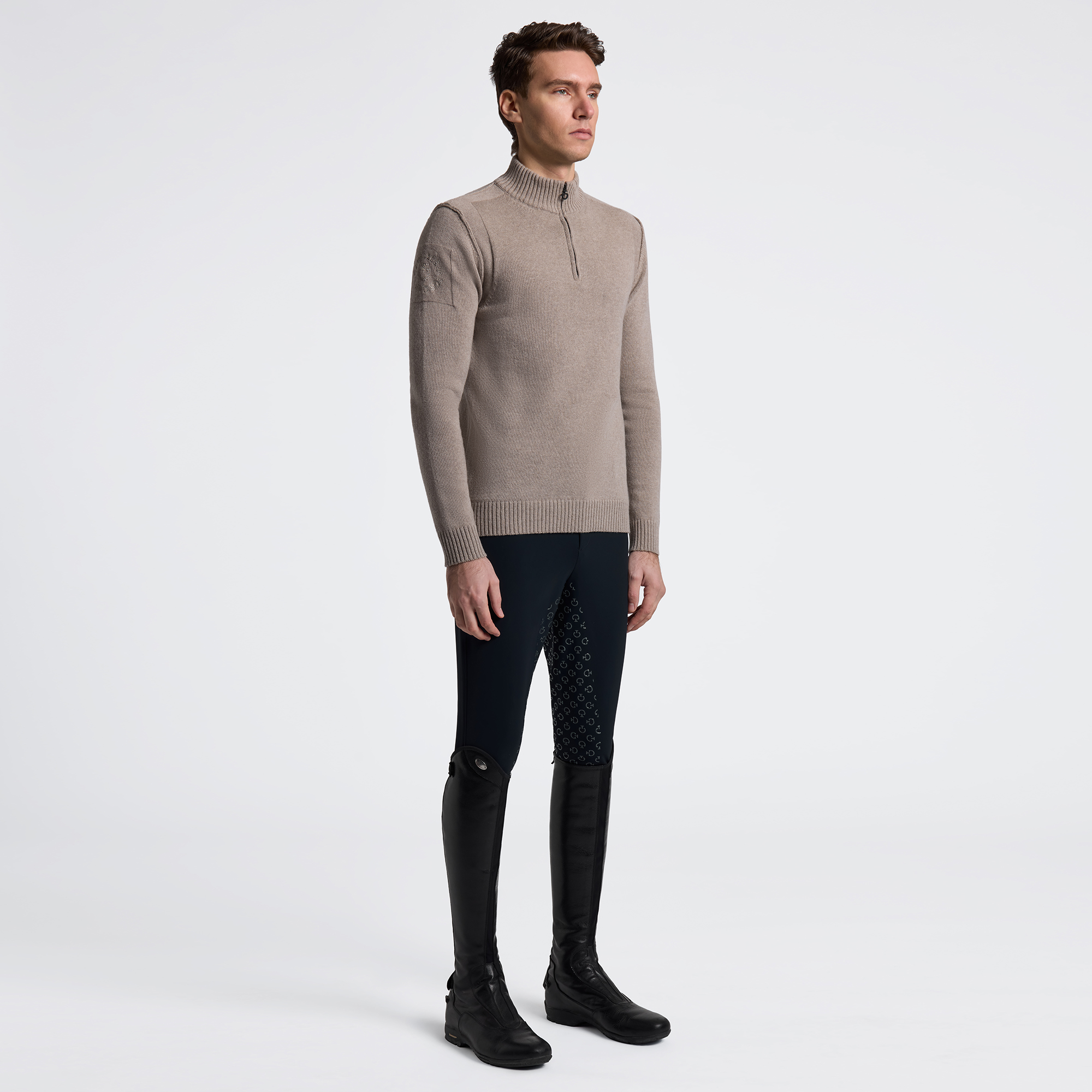 CT Mens Pure Wool Half Zip Sweater - Walnut