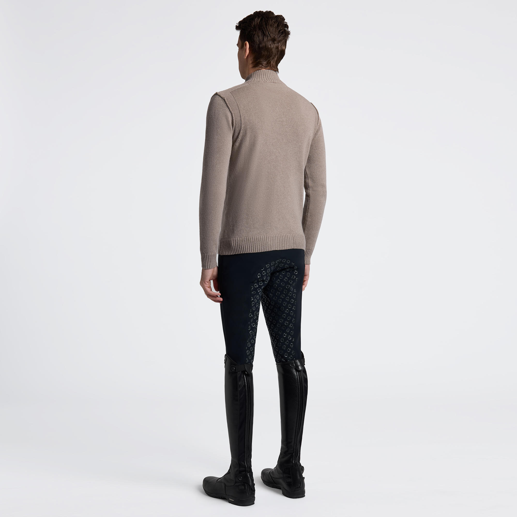 CT Mens Pure Wool Half Zip Sweater - Walnut - Image 2