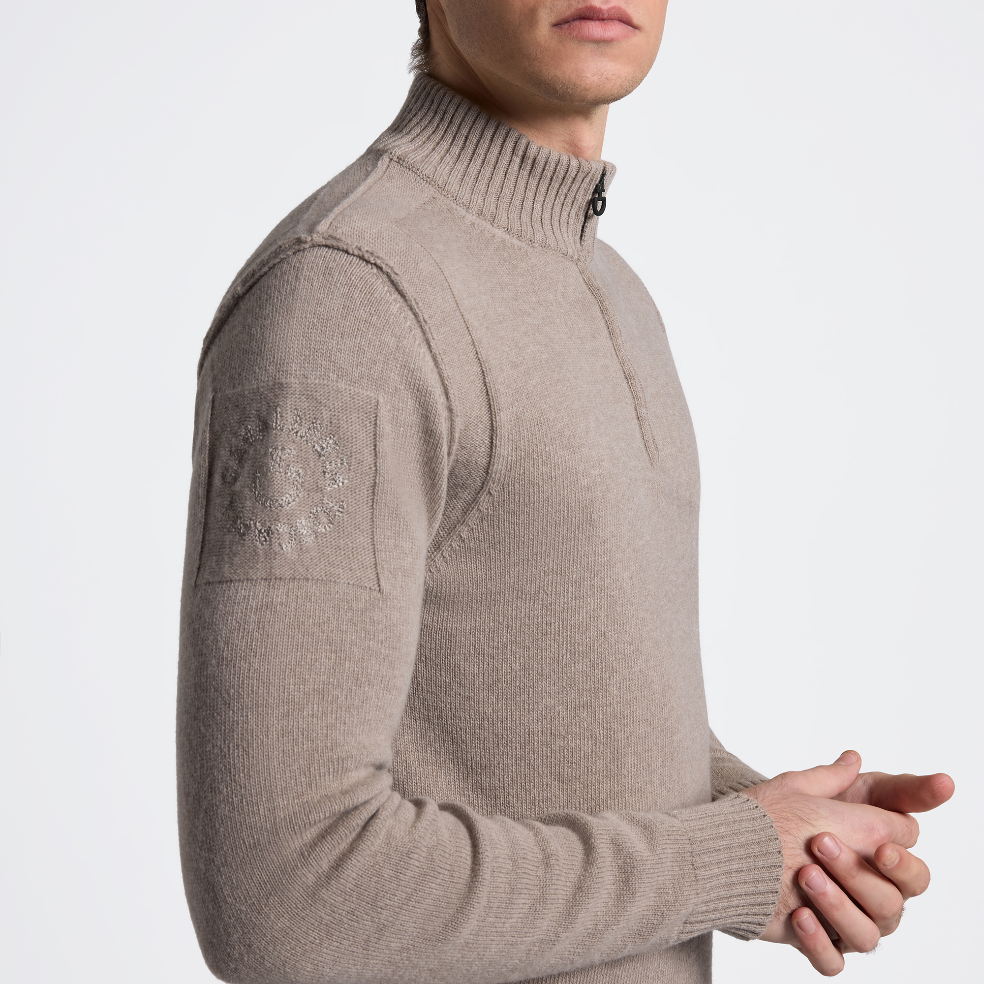 CT Mens Pure Wool Half Zip Sweater - Walnut - Image 3