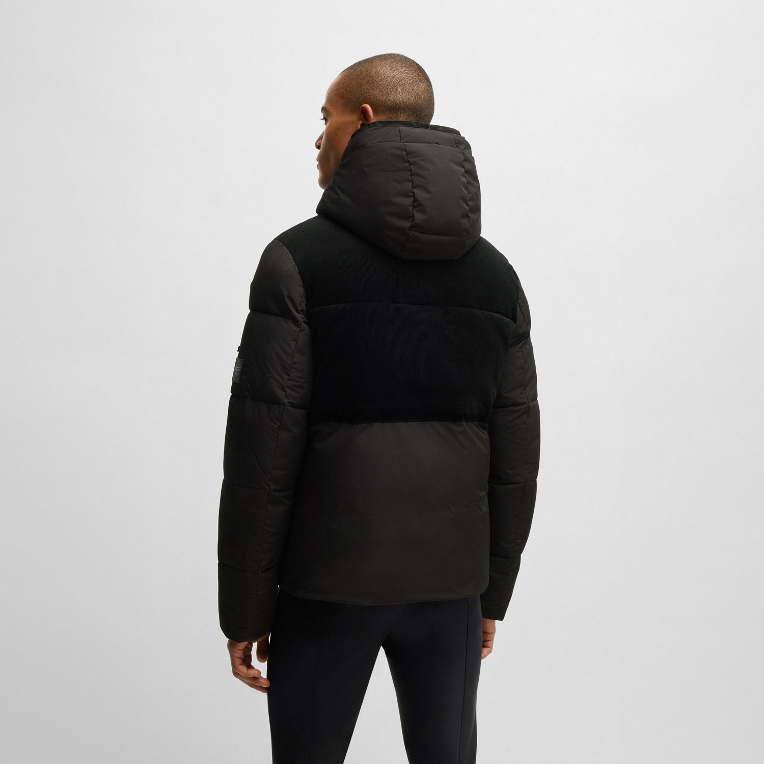 BOSS Equestrian Mens Cord Puffer Jacket Tomas - Black - Image 3