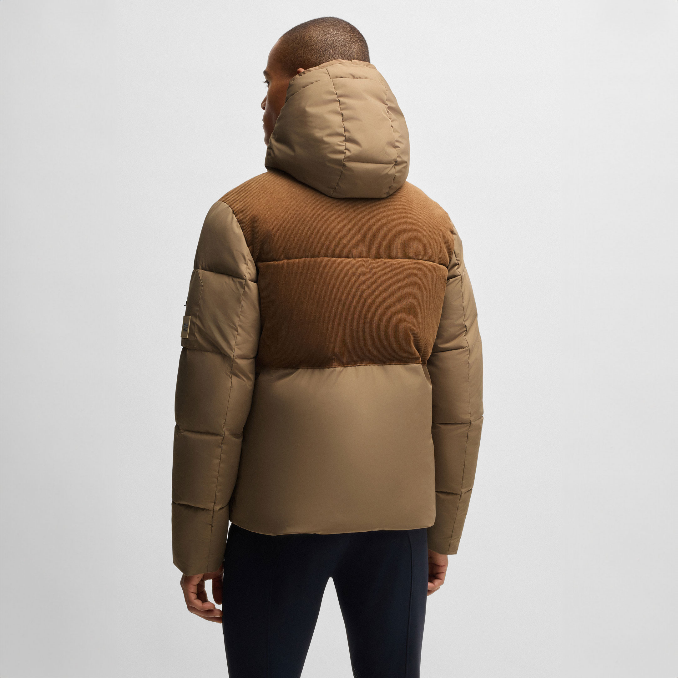 BOSS Equestrian Mens Cord Puffer Jacket Tomas - Camel - Image 3