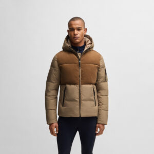 BOSS Equestrian Mens Cord Puffer Jacket Tomas - Camel