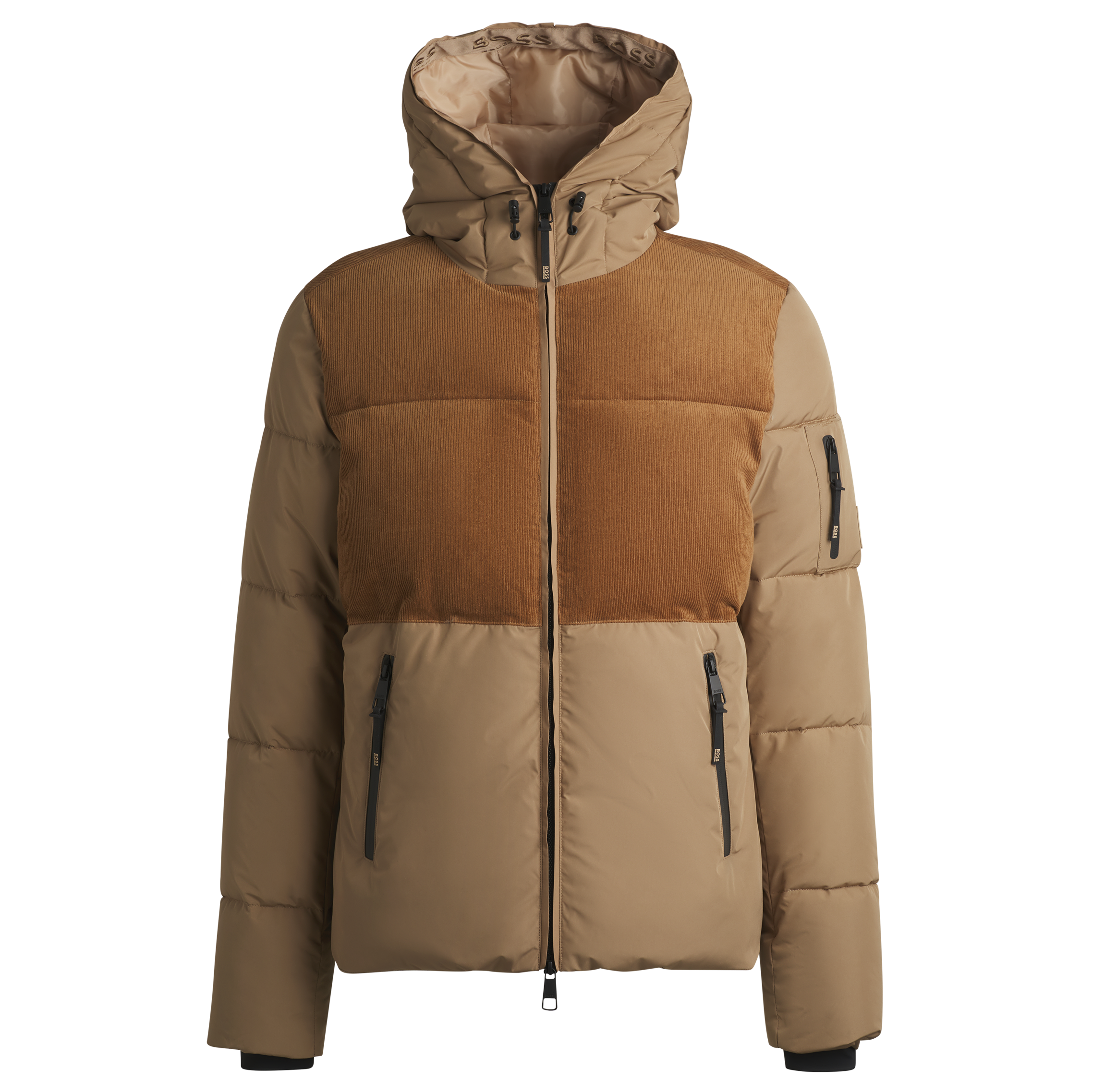 BOSS Equestrian Mens Cord Puffer Jacket Tomas - Camel - Image 6