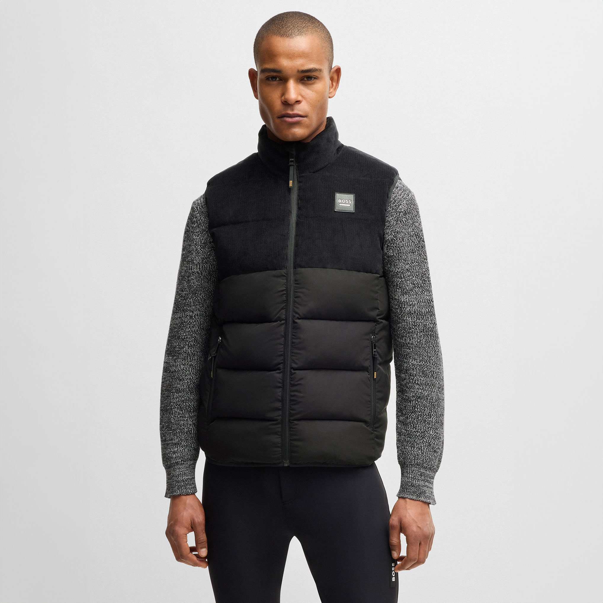 BOSS Equestrian Mens Cord Puffer Vest Arthur - Black