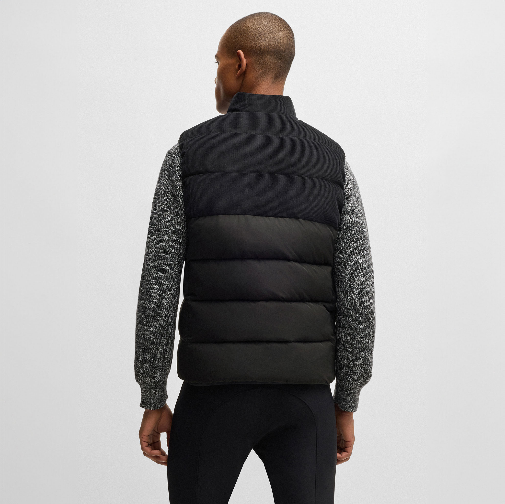 BOSS Equestrian Mens Cord Puffer Vest Arthur - Black - Image 2