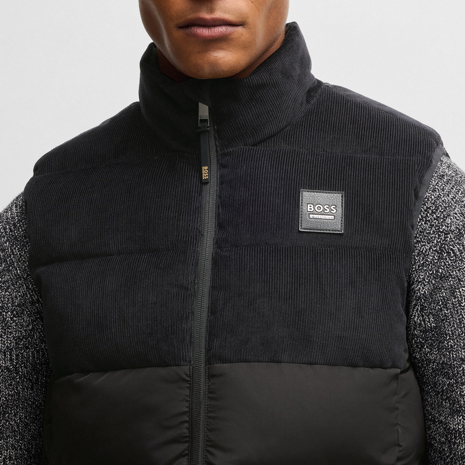 BOSS Equestrian Mens Cord Puffer Vest Arthur - Black - Image 3