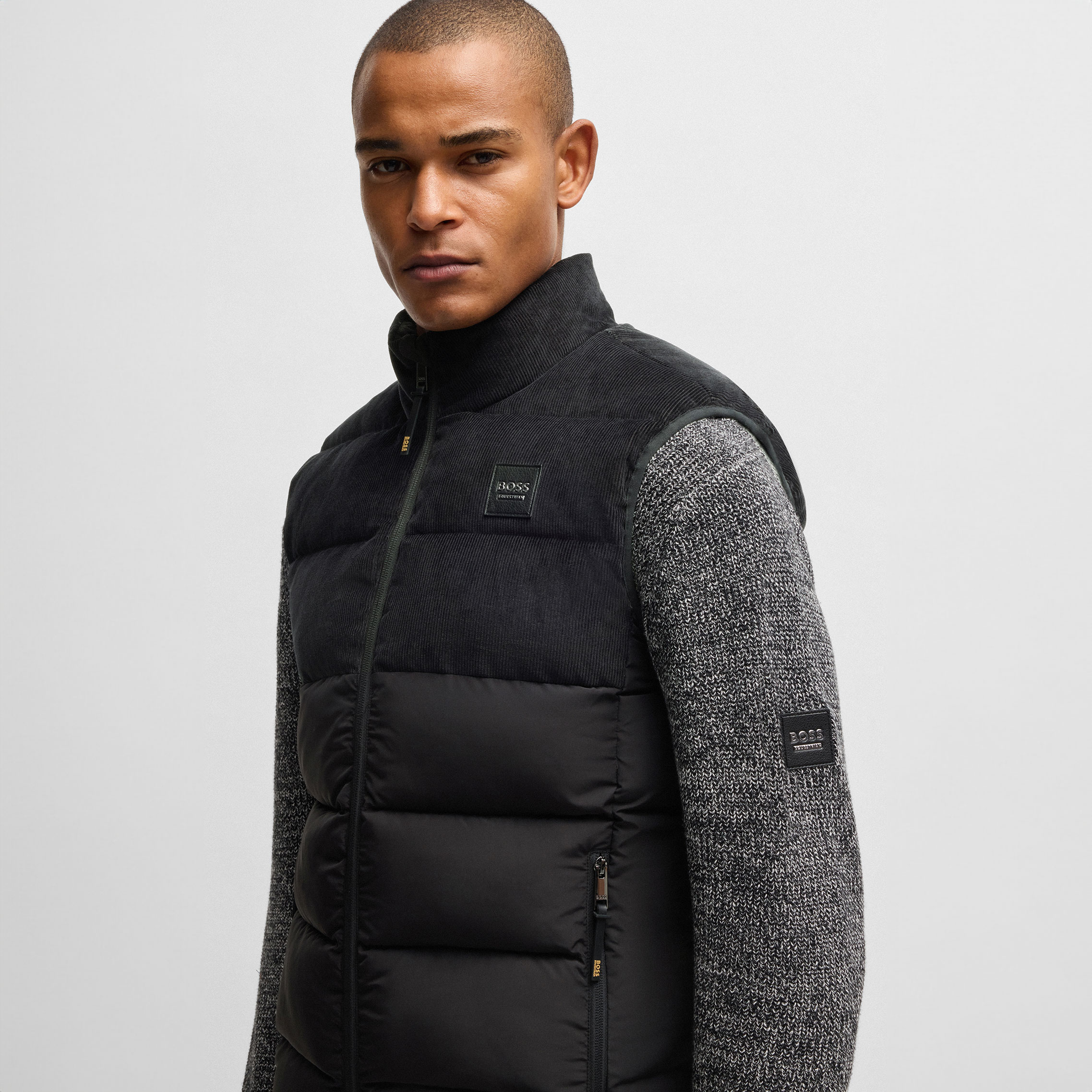 BOSS Equestrian Mens Cord Puffer Vest Arthur - Black - Image 4