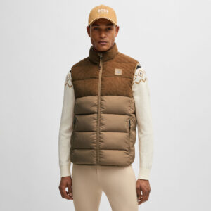 BOSS Equestrian Mens Cord Puffer Vest Arthur - Camel