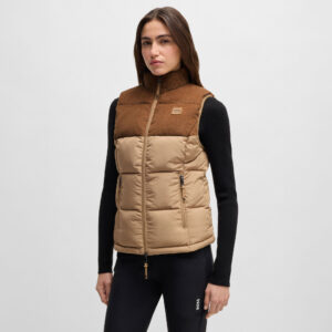 BOSS Equestrian Womens Cord Puffer Vest Viola - Camel
