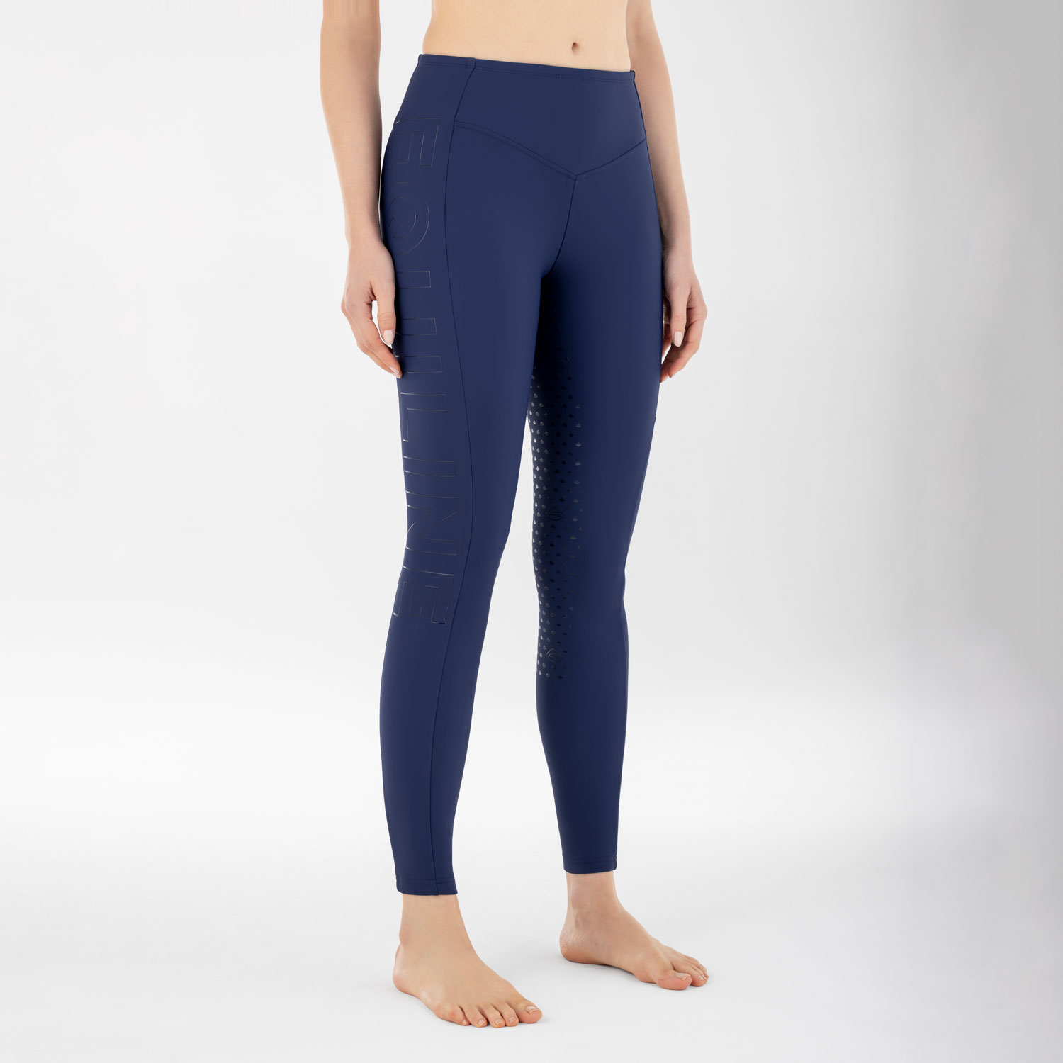 Equiline Womens High Waist Full Grip Winter Leggings CaisFH - Navy Peony