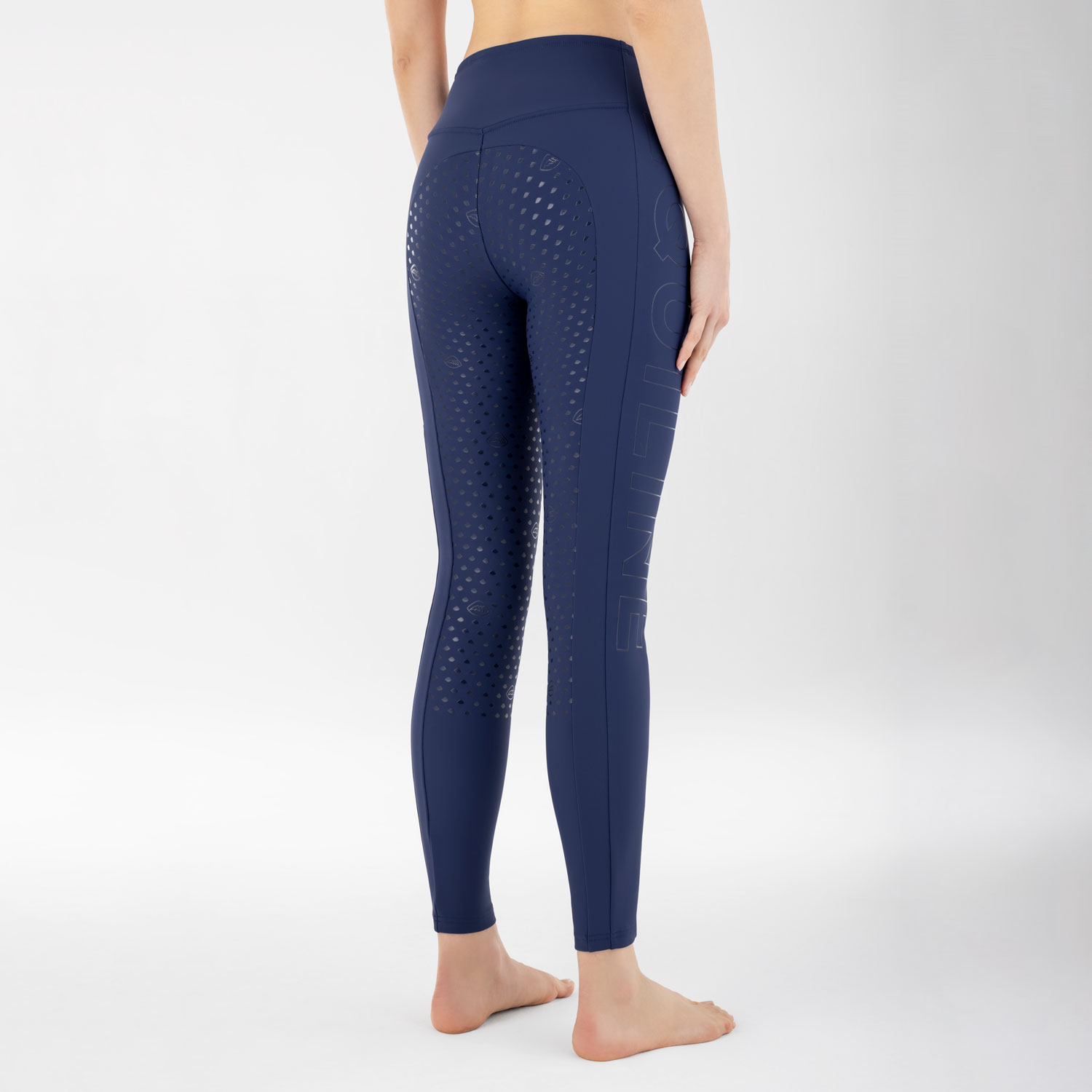 Equiline Womens High Waist Full Grip Winter Leggings CaisFH - Navy Peony - Image 2