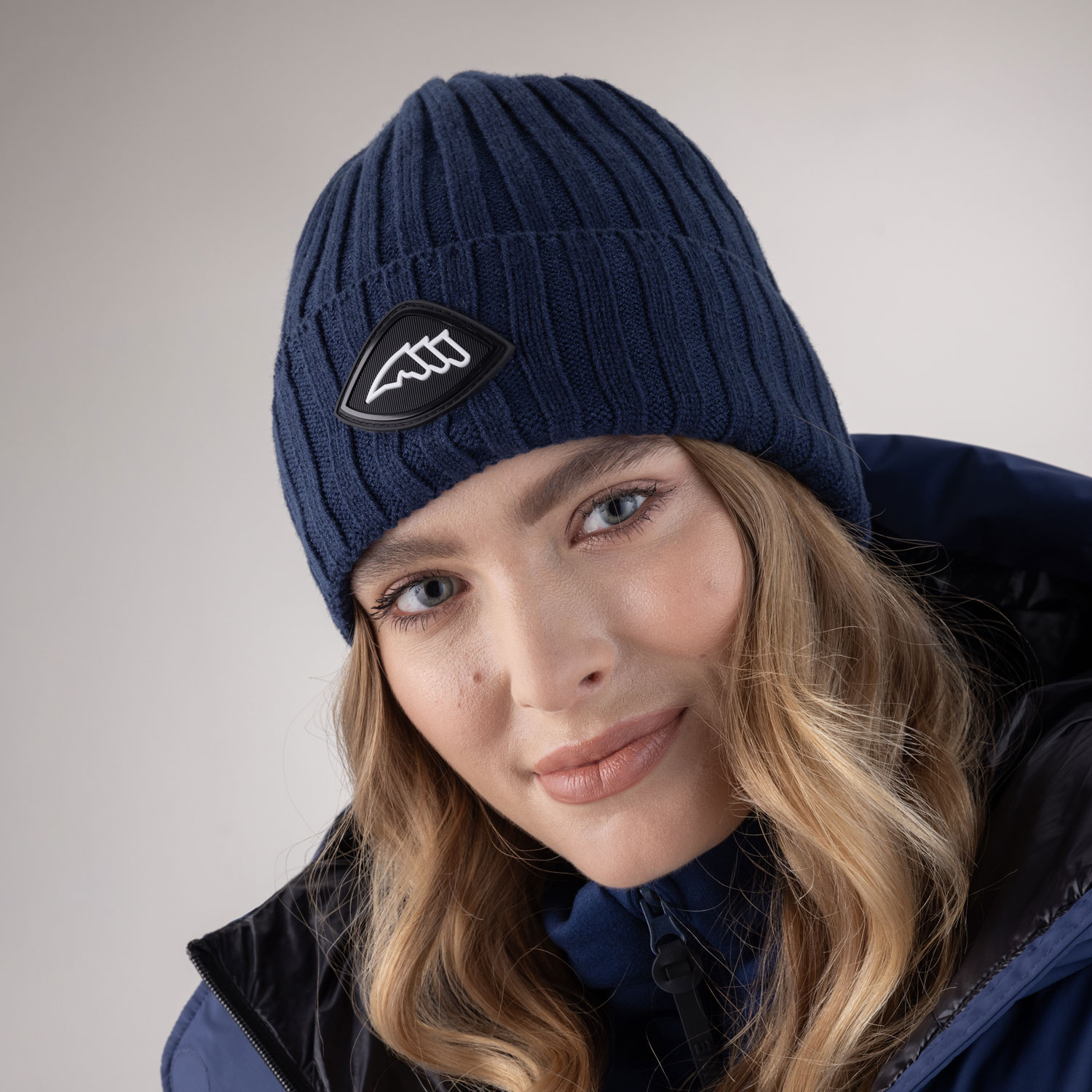 Equiline Unisex Knitted Hat Clana - Navy Peony
