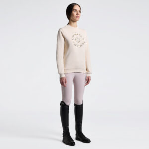 CT Womens Floral Embroidery Cotton Crew Neck Sweater - Birch
