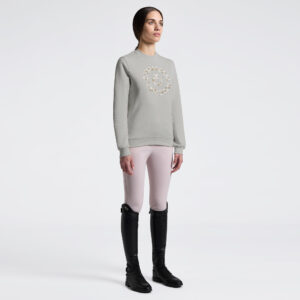 CT Womens Floral Embroidery Cotton Crew Neck Sweater - Belgian Block
