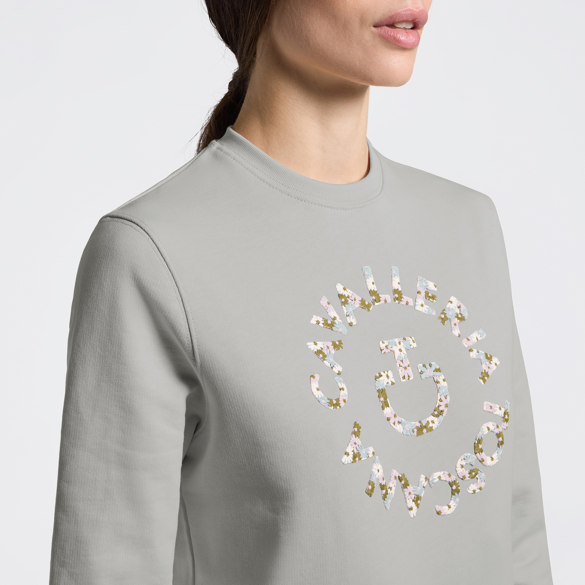 CT Womens Floral Embroidery Cotton Crew Neck Sweater - Belgian Block - Image 3