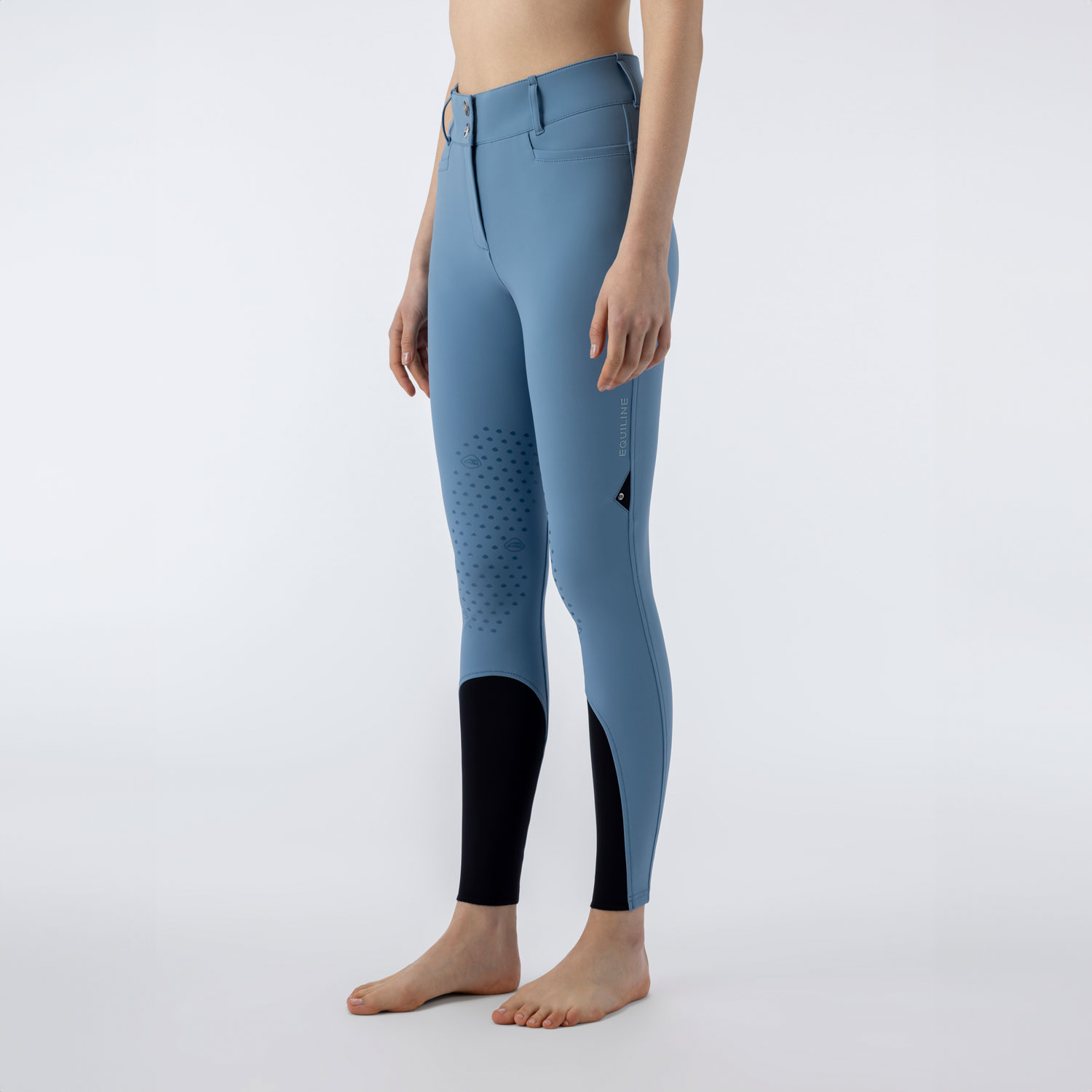 Equiline Womens High Waist Knee Grip Breeches Eqedison - Provincial Blue - Image 2