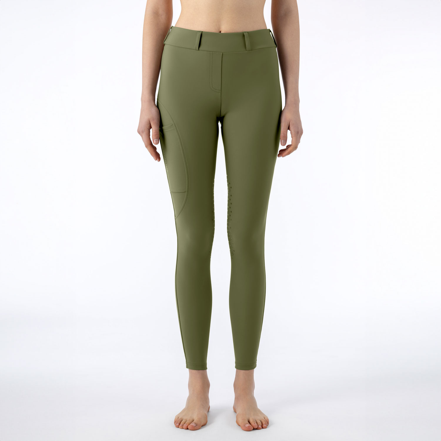 Equiline Womens High Waist Knee Grip Leggings Eqedna - Loden Green