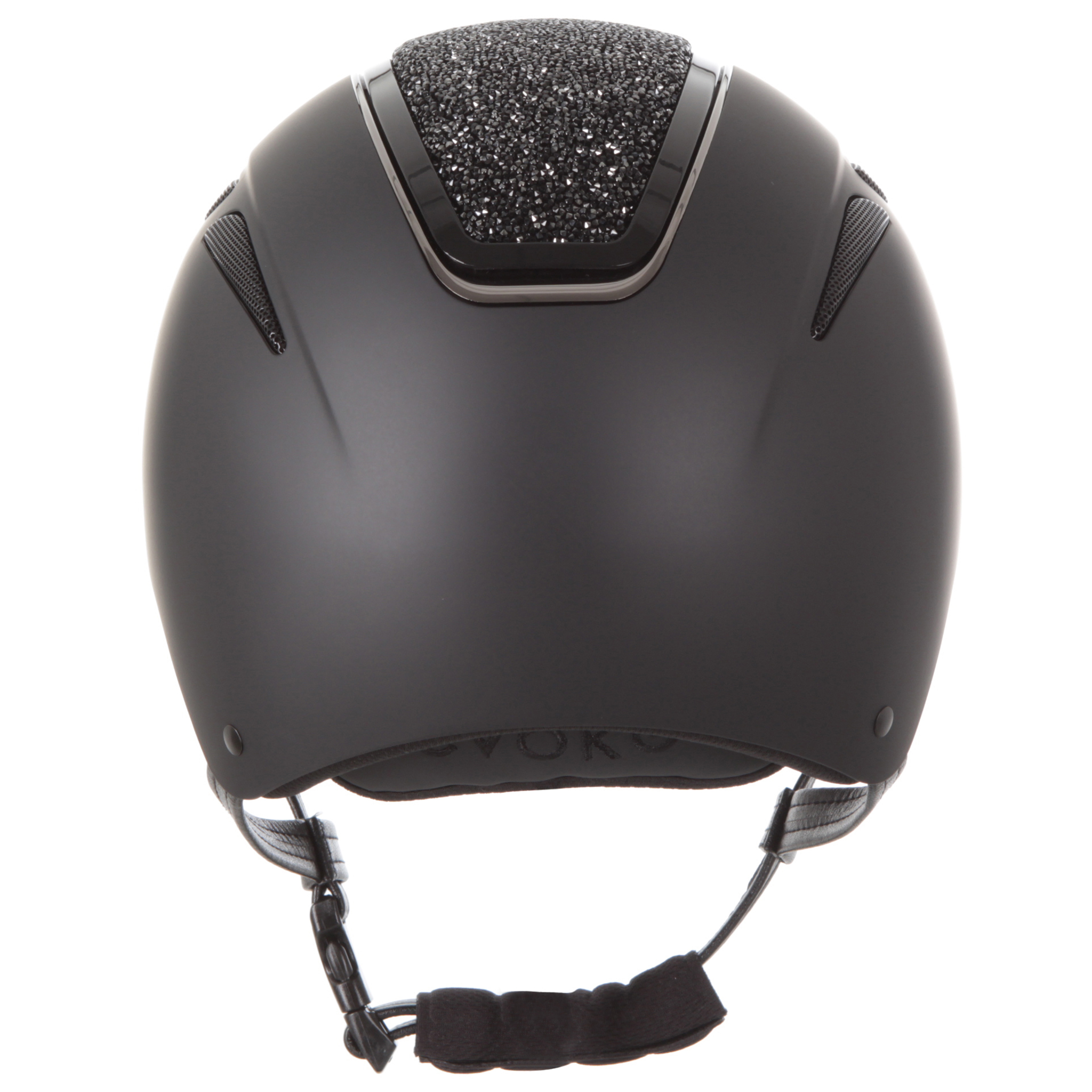 Evoke Callisto Classic Peak Riding Helmet - Black/Black Crystal - Image 3