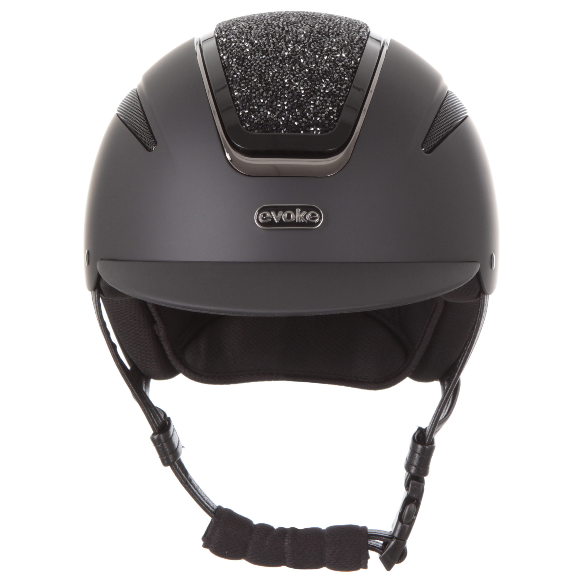 Evoke Callisto Classic Peak Riding Helmet - Black/Black Crystal - Image 2