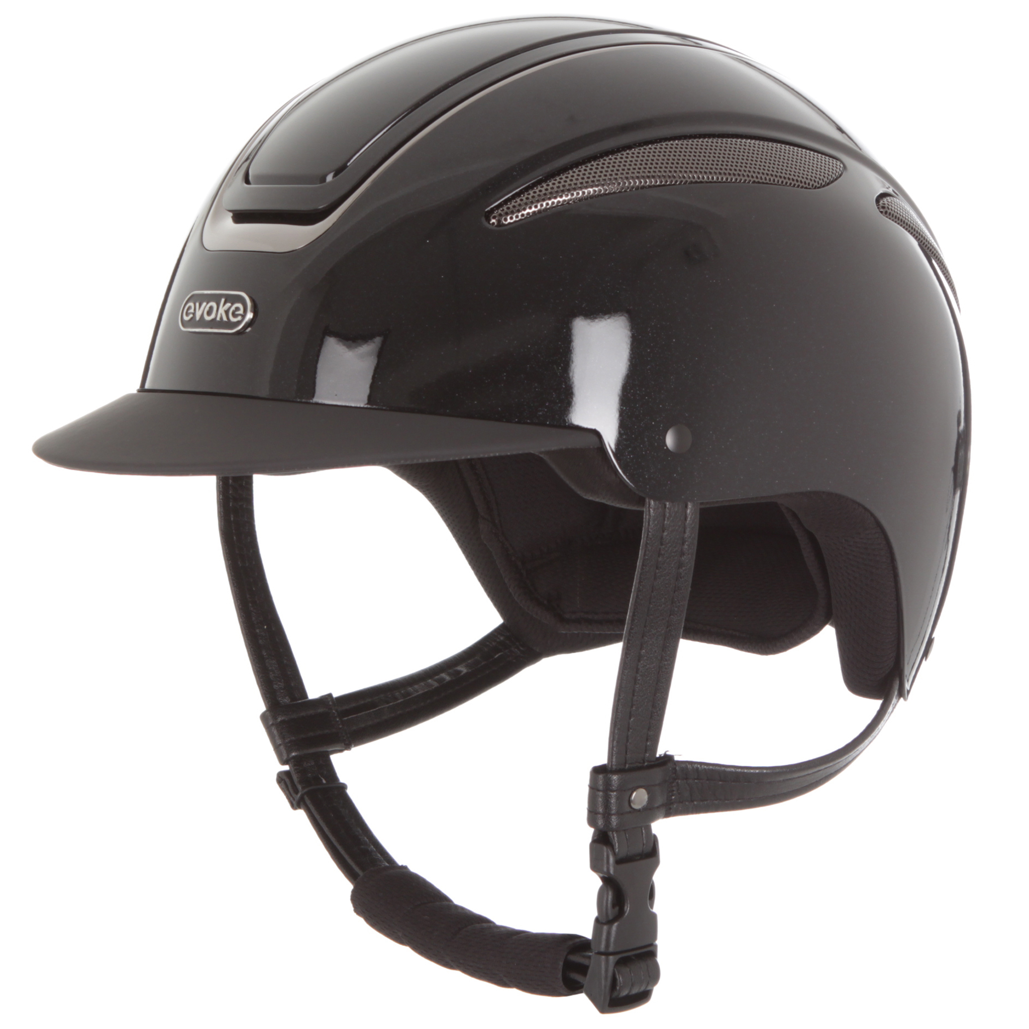 Evoke Callisto Classic Peak Riding Helmet - Metallic Black/Gunmetal