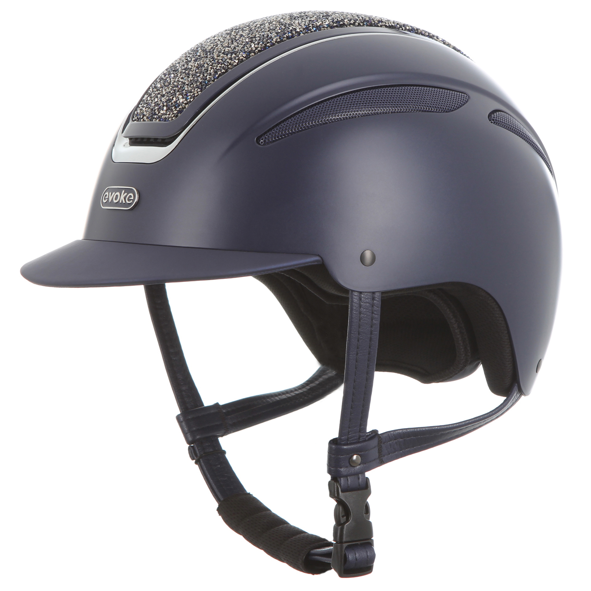 Evoke Callisto Classic Peak Riding Helmet - Navy/Navy Crystal