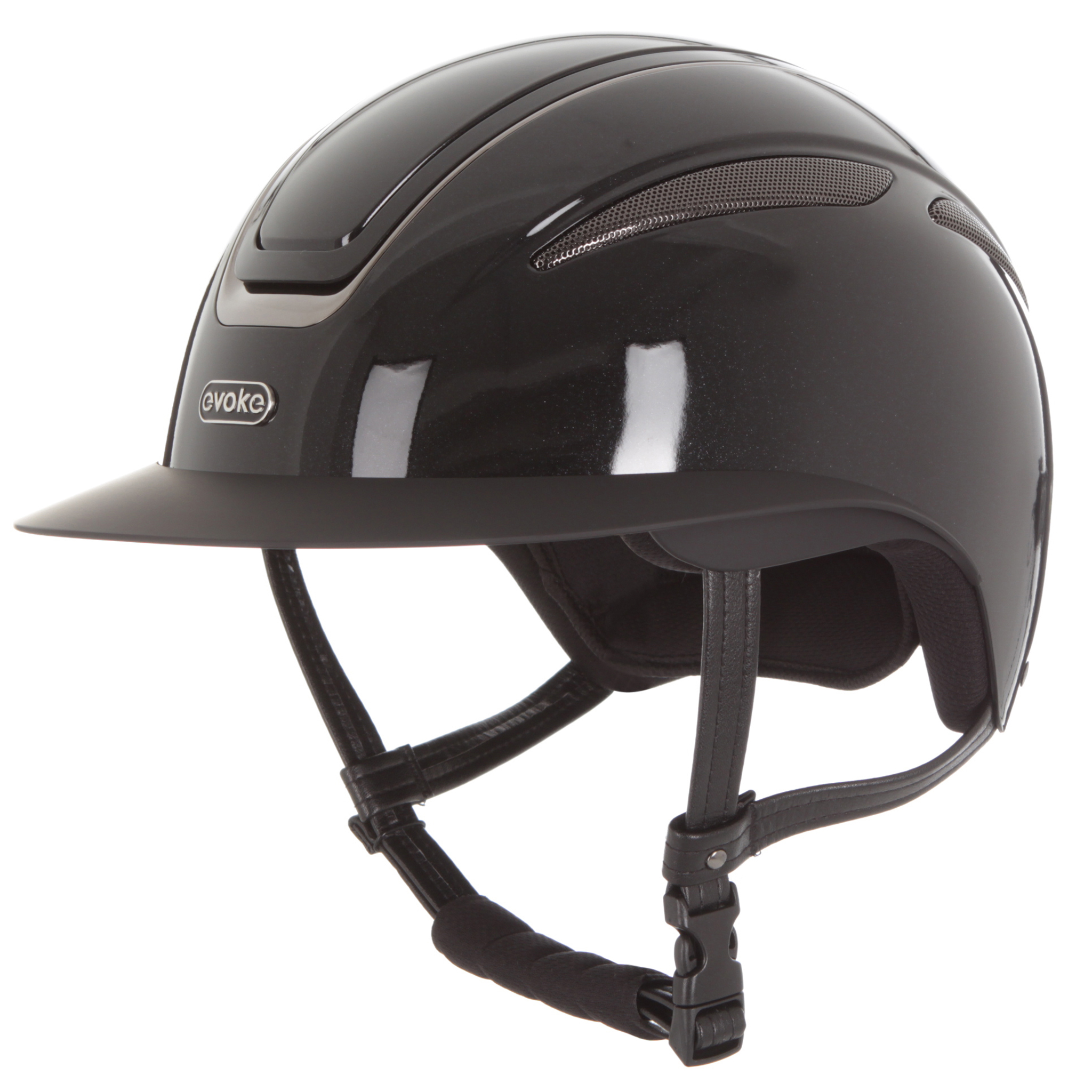 Evoke Callisto Wide Peak Riding Helmet - Metallic Black/Gunmetal