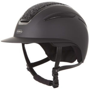 Evoke Callisto Wide Peak Riding Helmet - Black/Black Crystal