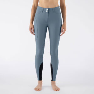 Equiline Womens High Waist Knee Grip Breeches EqCusma - Forest Green
