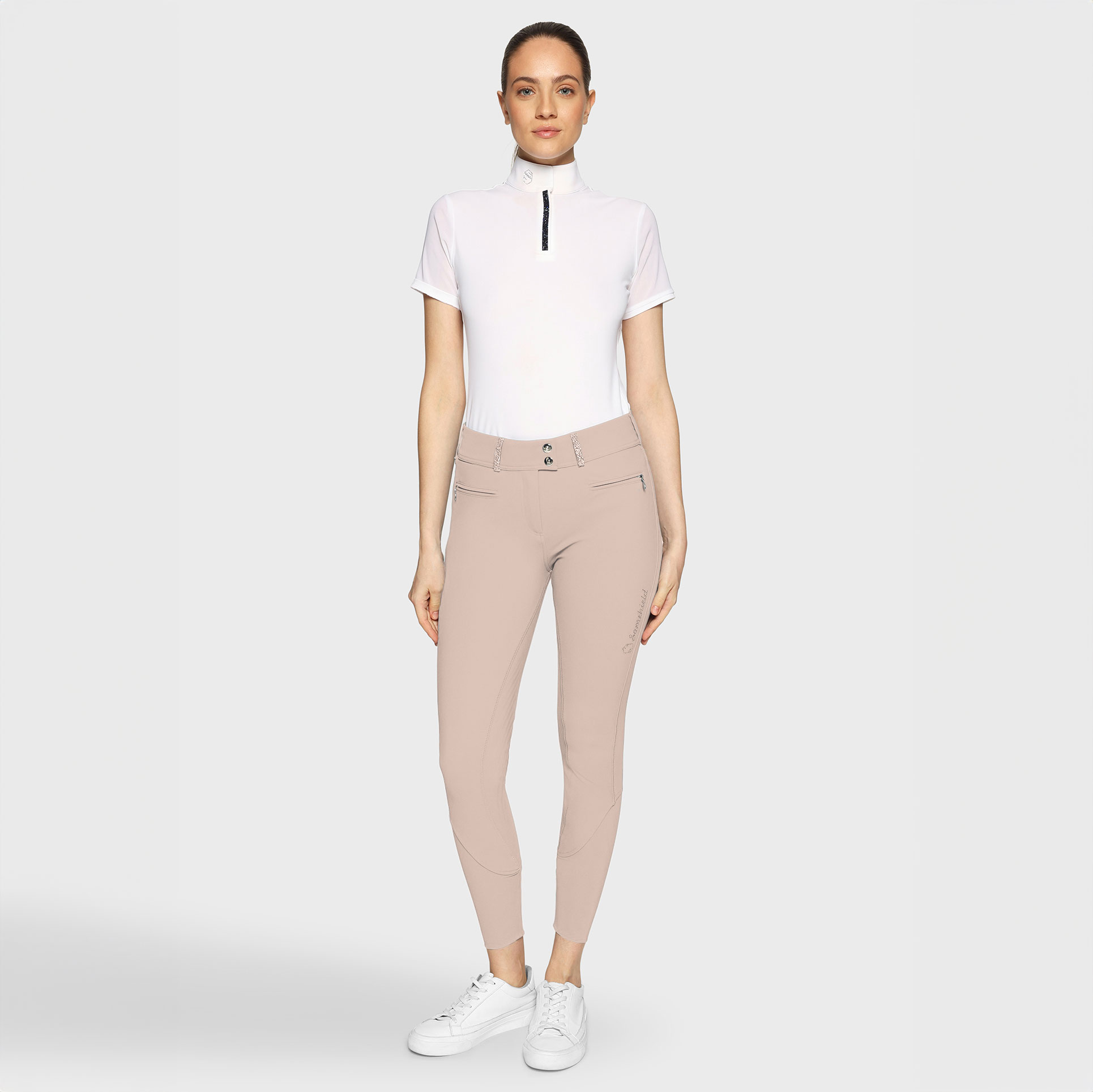 Samshield Womens High Waist Knee Grip Breeches Clara Premium - Powder Pink