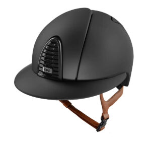 KEP Cromo 2.0 Matt Riding Helmet - Polo Peak - Black/Beige Chinstrap