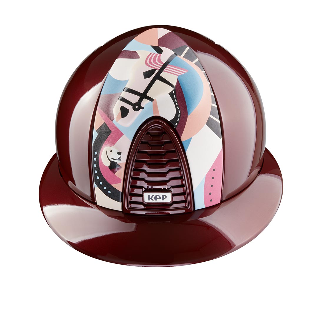 KEP Cromo 2.0 Metal Riding Helmet - Pegasus Leather - Polo Peak - Bordeaux - Image 2