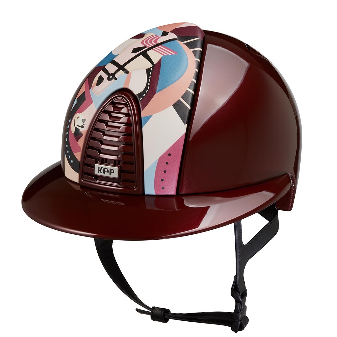 KEP Cromo 2.0 Metal Riding Helmet - Pegasus Leather - Polo Peak - Bordeaux