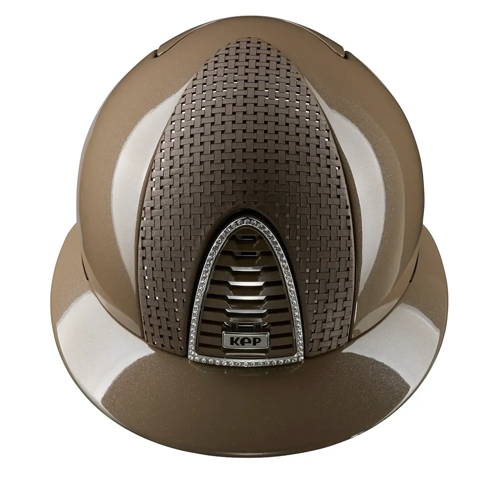 KEP Cromo 2.0 Diamond Riding Helmet - Verona Taupe - Swarovski Frame - Polo Peak - Taupe - Image 2