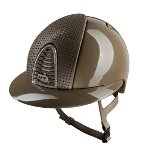 KEP Cromo 2.0 Diamond Riding Helmet - Verona Taupe - Swarovski Frame - Polo Peak - Taupe