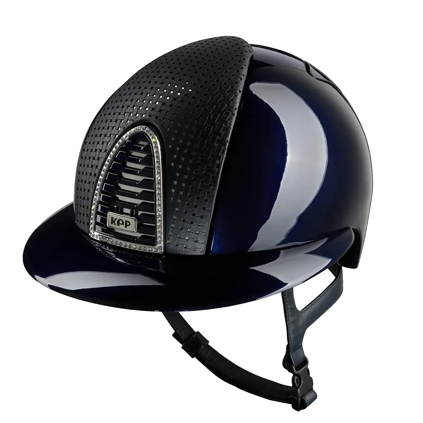 KEP Cromo 2.0 Polish Riding Helmet - Verona Blue - Swarovski Frame - Polo Peak - Navy