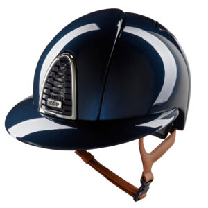 KEP Cromo 2.0 Shine Riding Helmet - Polo Peak - Navy/Beige Chinstrap
